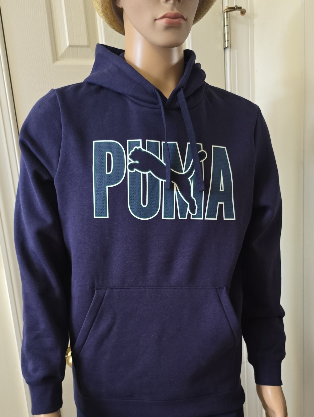 PUMA BRAND SIGNATURE MEN'S BLUE PULLOVER HOODIE SIZE MEDIUM